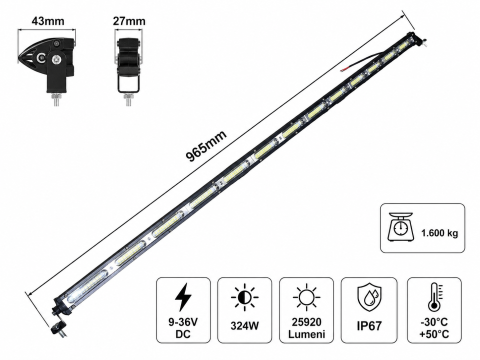 LED Bar Slim 324W 25920LM 96,5 cm 9-36V IP67 Off-Road [4]
