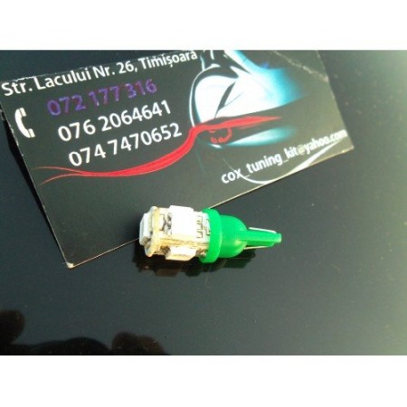 Led verde de pozitie cu 5 smd cu soclu t10 [1]
