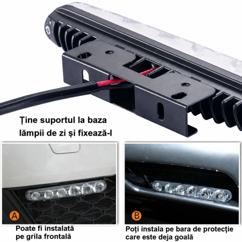Set Lumini de Zi LED COB DRL 15.5cm 12V Alb Rece 6000K Universal [3]