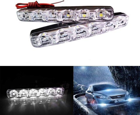 Set Lumini de Zi LED COB DRL 15.5cm 12V Alb Rece 6000K Universal [1]