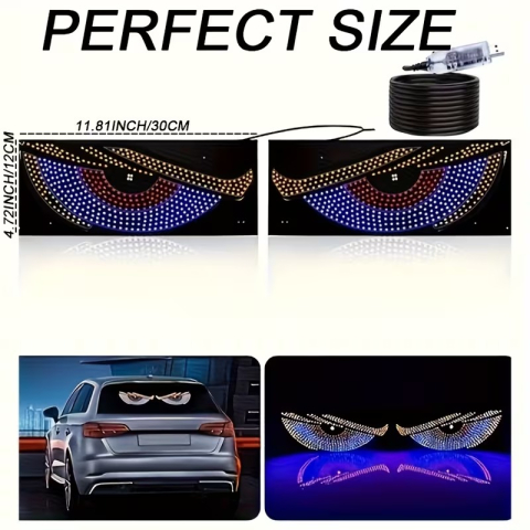 Ochisori LED RGB Auto pentru Luneta/Parbriz, Efect Demon Eyes Animat, Alimentare USB [1]