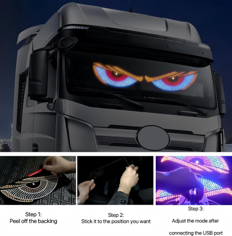 Ochisori LED RGB Auto pentru Luneta/Parbriz, Efect Demon Eyes Animat, Alimentare USB [2]