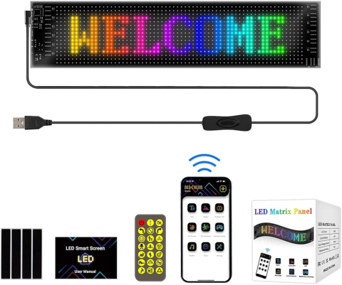 Panou LED Matrix Flexibil RGB, Control Aplicatie, Afisaj Publicitar 374x92mm,devil evies [1]