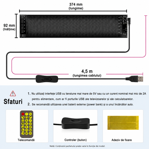 Panou LED Matrix Flexibil RGB, Control Aplicatie, Afisaj Publicitar 374x92mm,devil evies [3]