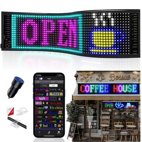 Panou LED Matrix Flexibil RGB, Control Aplicatie, Afisaj Publicitar 374x92mm,devil evies [4]
