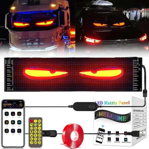 Leduri - Panou LED Matrix Flexibil RGB, Control Aplicatie, Afisaj Publicitar 374x92mm,devil evies