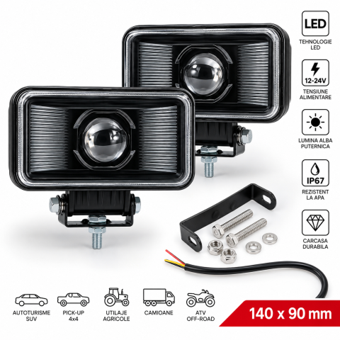 Proiector Bi-LED cu lupă, fază scurtă/lungă, 35W [8]