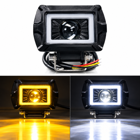 Proiectoare de ceata - Proiector LED 20W 12-80V, Lupă 3 Culori, Angel Eyes 6500K