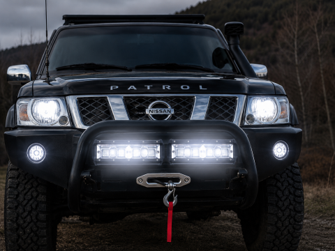 Proiector LED Auto Offroad Dublu 96W, 12V-80V, Spot cu Lupă, IP67 [1]