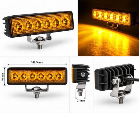 Proiector LED Galben 2800k 12-24V, 6 LED, 15x4 cm, [3]