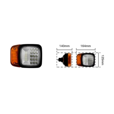 Proiector LED Utilaj cu Semnalizare 18W 9-32V Alb + Portocaliu [2]