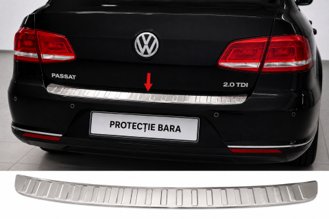 Accesorii auto inox - Protectie bara spate din inox VW Passat B7 Sedan 2010-2014