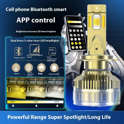 Set 2 Becuri LED Smart H7 Control prin telecomanda, 300W / 35.000LM, alb, galben (3000,4300 si 6000k) [4]