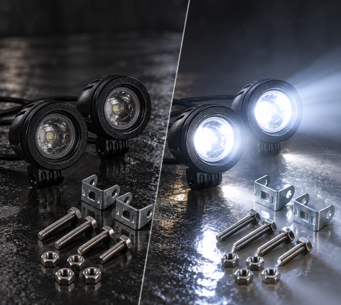 Lumini - Set 2 Proiectoare LED Moto 10W 12V Lumina Alba 1800LM