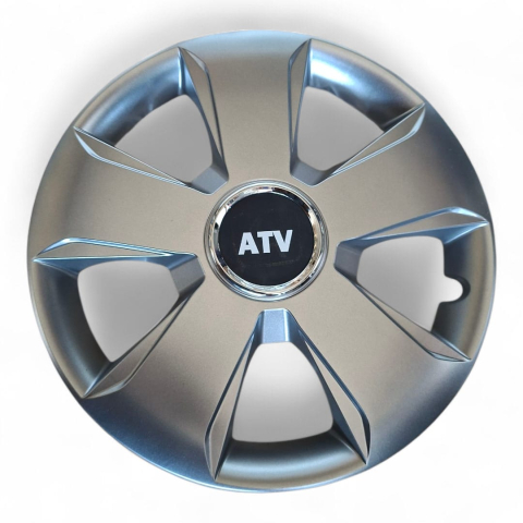 Set 4 Capace Roți 12” Gri Metalizat cu Logo ATV – Compatibile cu Jante de Tablă [2]