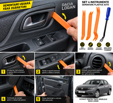 Set 4 Instrumente Demontare Plastice Auto, Cleme si Ornamente [3]