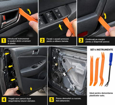 Set 4 Instrumente Demontare Plastice Auto, Cleme si Ornamente [1]