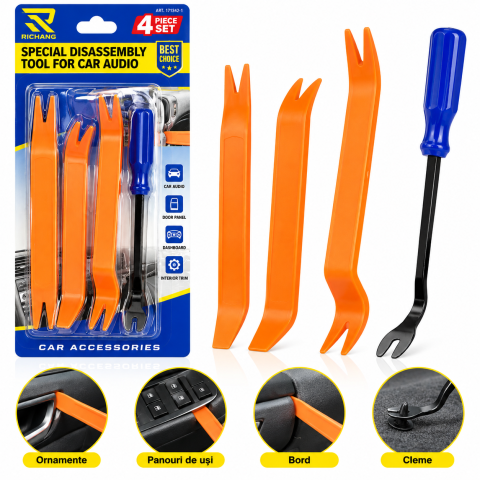 Set 4 Instrumente Demontare Plastice Auto, Cleme si Ornamente [2]