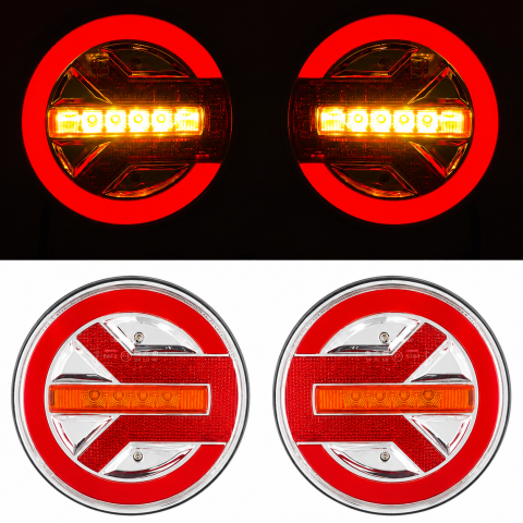 Stop remorca bec - Stop LED Rotund 140mm 12V 24V Semnalizare Dinamică pentru Remorcă și Camion