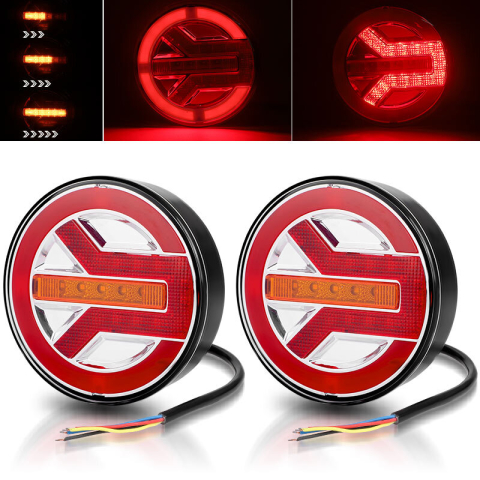 Stop LED Rotund 140mm 12V 24V Semnalizare Dinamică pentru Remorcă și Camion [2]