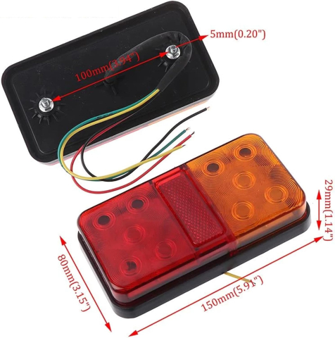 Set 2 Stopuri LED Remorcă 12V cu Reflector IP65 148 mm [2]