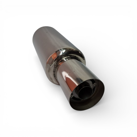 Tobă inox sport cu ornament rotund la capăt, 45 cm, intrare 5,9 cm, ieșire 8,9CM [4]