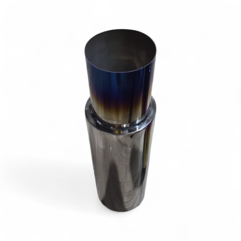 Tobă inox sport cu ornament rotund ars la capăt, 48 cm, intrare 6.2 cm, ieșire 10.2 cm, cod 13a [1]