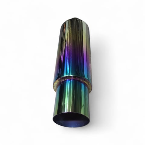 Tobe sport - Tobă inox sport cu ornament rotund ars la capăt, 48 cm, intrare 6.2 cm, ieșire 10.2 cm, cod 13