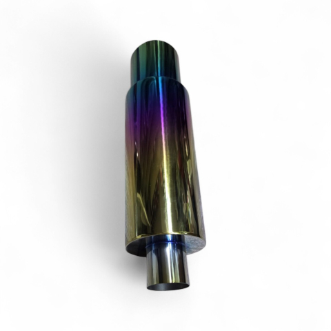 Tobă inox sport cu ornament rotund ars la capăt, 48 cm, intrare 6.2 cm, ieșire 10.2 cm, cod 13 [2]