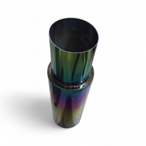 Tobă inox sport cu ornament rotund ars la capăt, 48 cm, intrare 6.2 cm, ieșire 10.2 cm, cod 13 [1]