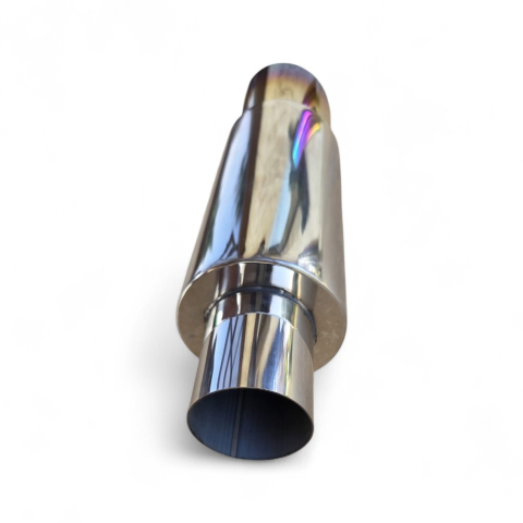 Tobă inox sport cu ornament rotund ars la capăt, 38 cm, intrare 5,9 cm, ieșire 8,9CM [2]