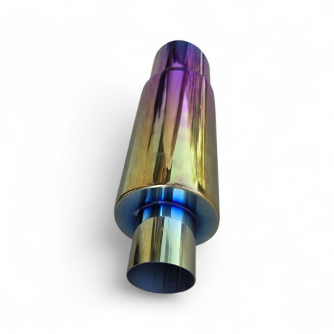 Tobă inox sport cu ornament rotund ars la capăt, 38 cm, intrare 5,5 cm, ieșire 8,9CM [2]