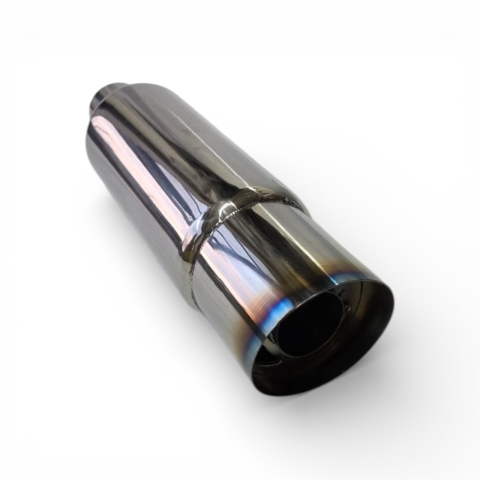 Tobă inox sport cu ornament rotund ars la capăt, 38 cm, intrare 5,9 cm, ieșire 8,9CM [8]