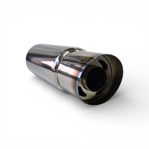 Tobă inox sport cu ornament rotund ars la capăt, 38 cm, intrare 5,9 cm, ieșire 8,9CM [3]