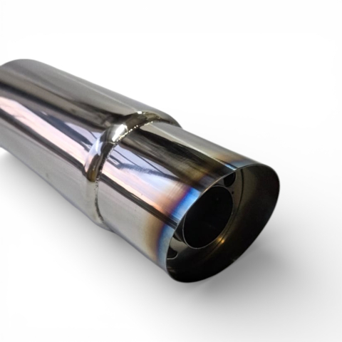 Tobă inox sport cu ornament rotund ars la capăt, 38 cm, intrare 5,9 cm, ieșire 8,9CM [2]