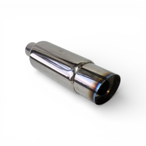 Tobă inox sport cu ornament rotund ars la capăt, 38 cm, intrare 5,9 cm, ieșire 8,9CM [9]