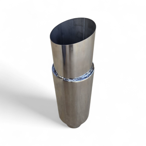 Tobe sport - Tobă inox sport cu ornament rotund la capăt, 38 cm, intrare 5,9 cm, ieșire 8,9CM