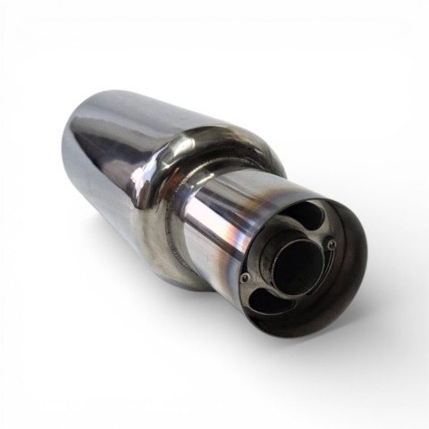 Tobă inox sport cu ornament rotund ars la capăt, 45 cm, intrare 5,9 cm, ieșire 8,9CM [6]