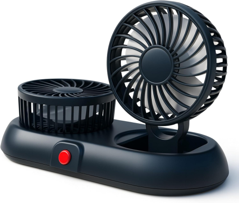 Ventilator Auto Dublu USB 5V Rotire 360° 3 Trepte Viteză [2]