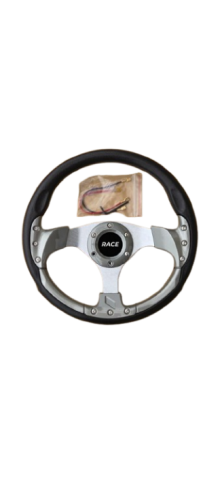 Accesorii interior - Volan sport gri metalic, universal, 33 cm