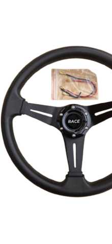 Volan sport negru metalic, universal, 33 cm [1]