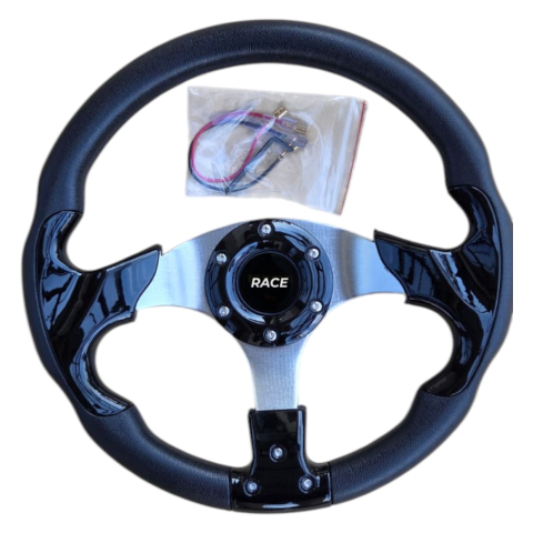 Volane sport - Volan sport negru cu gri, universal, 33 cm