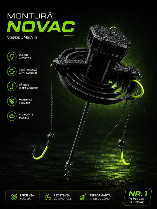 Montură TVS Fishing® Premium V2 – Novac & Sânger | 2 Pastile Tehnoplancton | Tufă Rotativă Anti-Încâlcire [4]