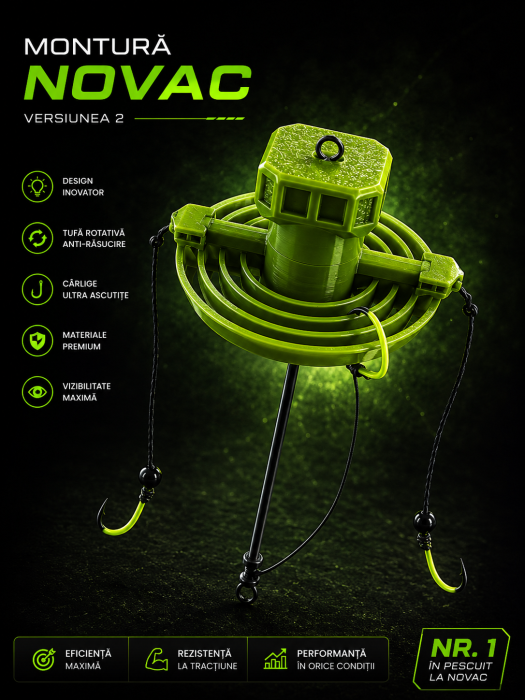 Montură TVS Fishing® Premium V2 – Novac & Sânger | 2 Pastile Tehnoplancton | Tufă Rotativă Anti-Încâlcire [3]