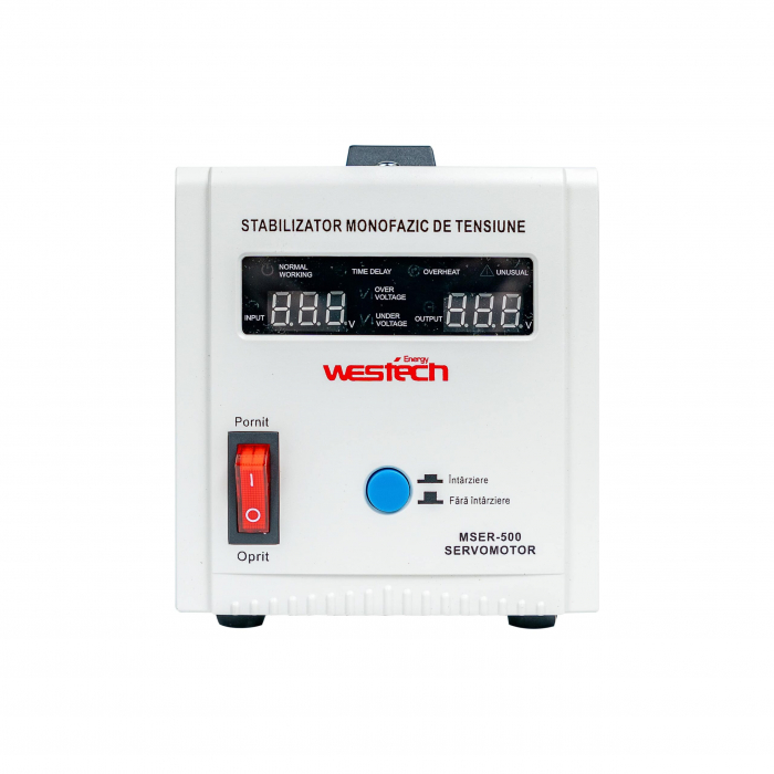 Stabilizator monofazat cu servomotor Westech MSER 1000VA pentru protecția echipamentelor electronice. [1]
