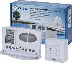 Termostat Ambiental - Termostat de cameră fără fir CONTER CT7W cu ecran digital și butoane de programare