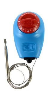 Termostat Mecanic Pompa - Termostat cu capilar Arthermo ARTH097 albastru cu buton roșu pentru reglarea temperaturii 0-90 grade Celsius.