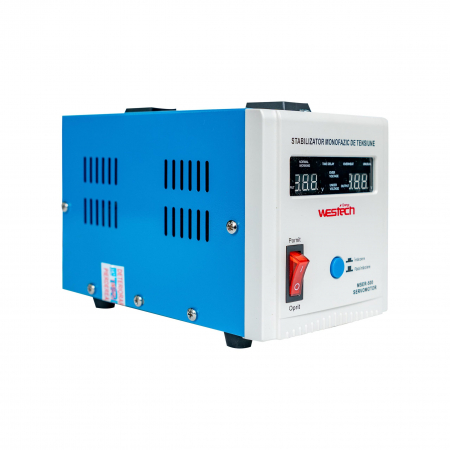 Stabilizator monofazat cu servomotor Westech MSER 1000VA pentru protecția echipamentelor electronice. [1]
