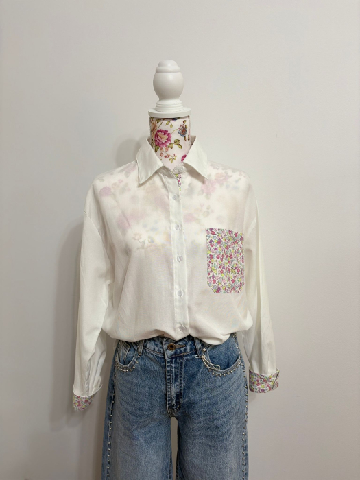 Cămașă damă cu buzunar floral [3]
