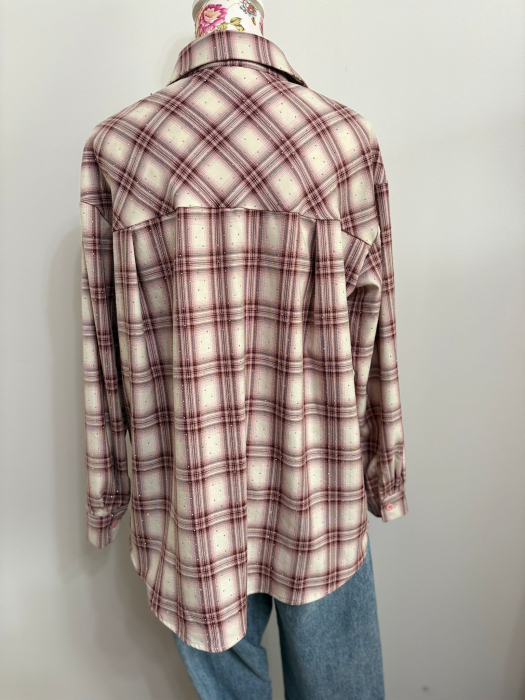 Cămașă damă tip jachetă în carouri – overshirt bumbac, mărime unică [3]